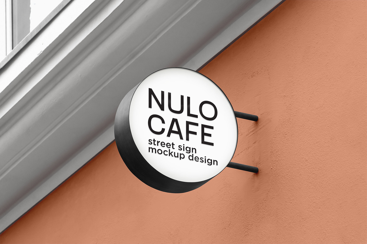 Round neon signboard mockup, a Product Mockup by eezo (Photo 4 of 6)