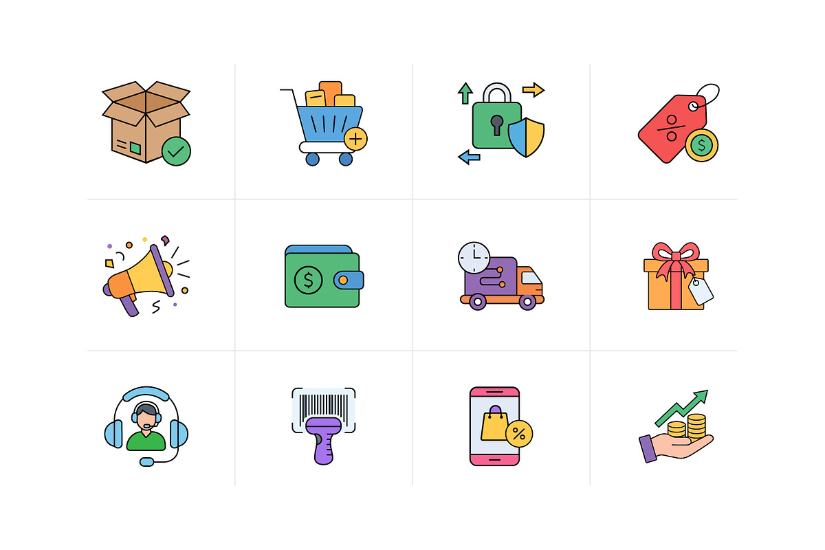 E-Commerce & Shopping Icons Set, a Solid Icon by VectStock (Photo 1 of 2)