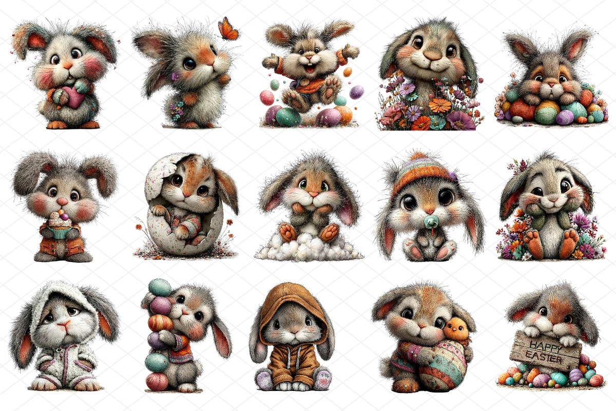 Baby Bunny Easter Spring Clipart, an Illustration by cherrydesign (Photo 3 of 4)