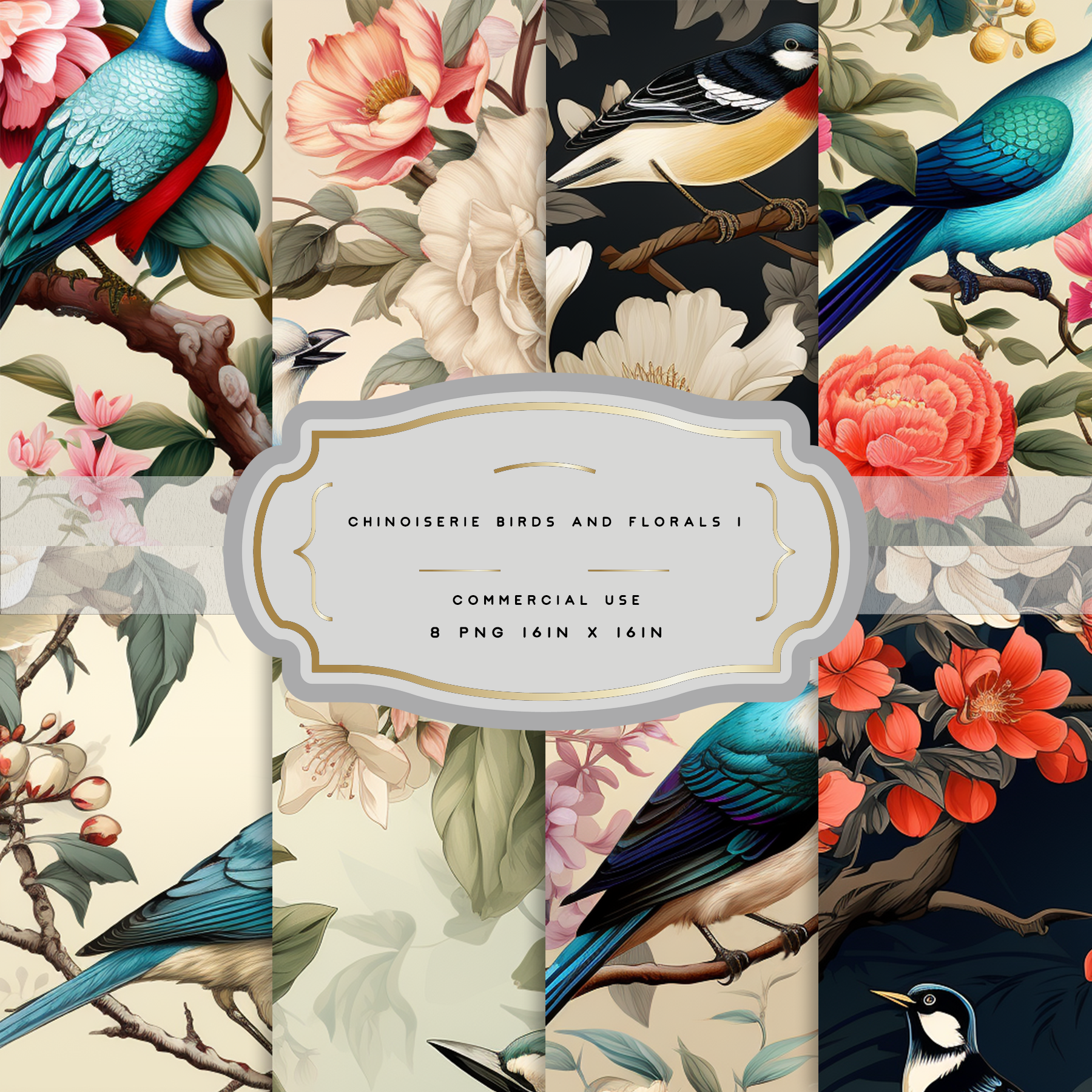 Vintage Chinoiserie Garden Seamless1, a Texture Illustration by ...