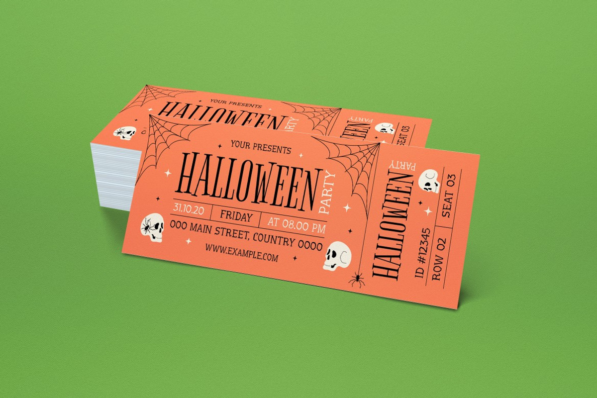 Halloween Party Ticket, a Card Template by graphicook (Photo 2 of 3)