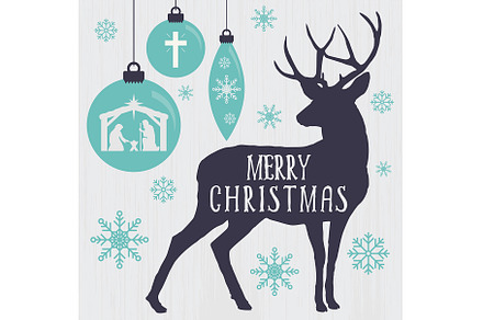 Christmas Deer silhouette set