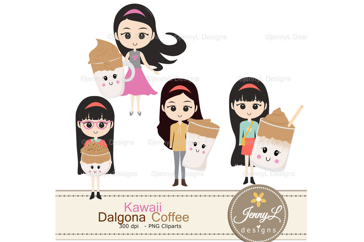 Kawaii Dalgona Coffee Digital Papers, a Pattern Graphic by JennyL Designs (Photo 5 of 9)
