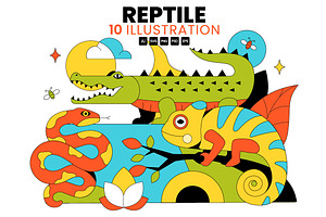 10 Reptile Animals Illustration, an Animal Illustration by denayunebgt