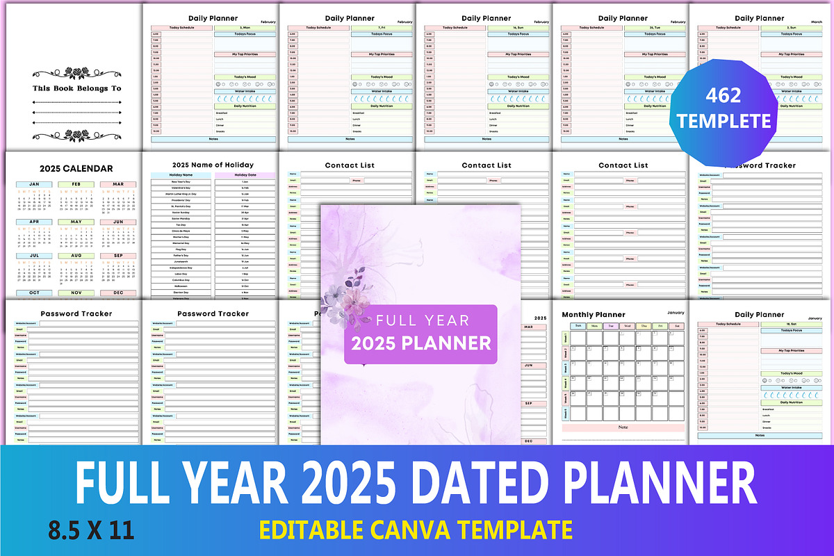 Full Year 2025 Dated Planner, a Stationery Template by Designmela01 (Photo 1 of 5)
