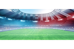 Full stadium and neoned colorful