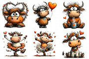 Quirky Valentine Highland Cow Clipar, an Illustration by Daily.Designs (Thumbnail 4 of 8)