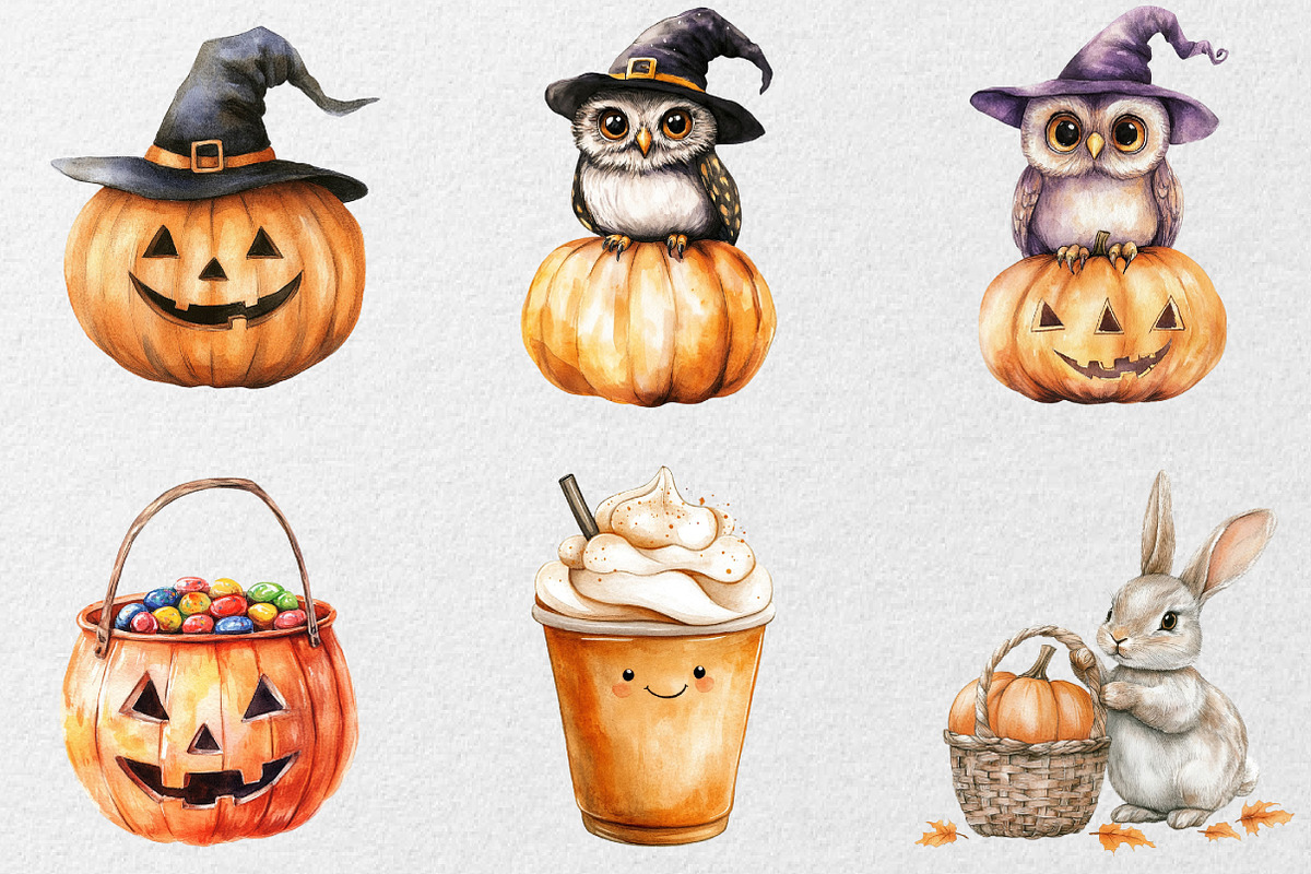 Adorable Halloween Fall Clipart, an Illustration by DreamCafeArt (Photo 3 of 7)