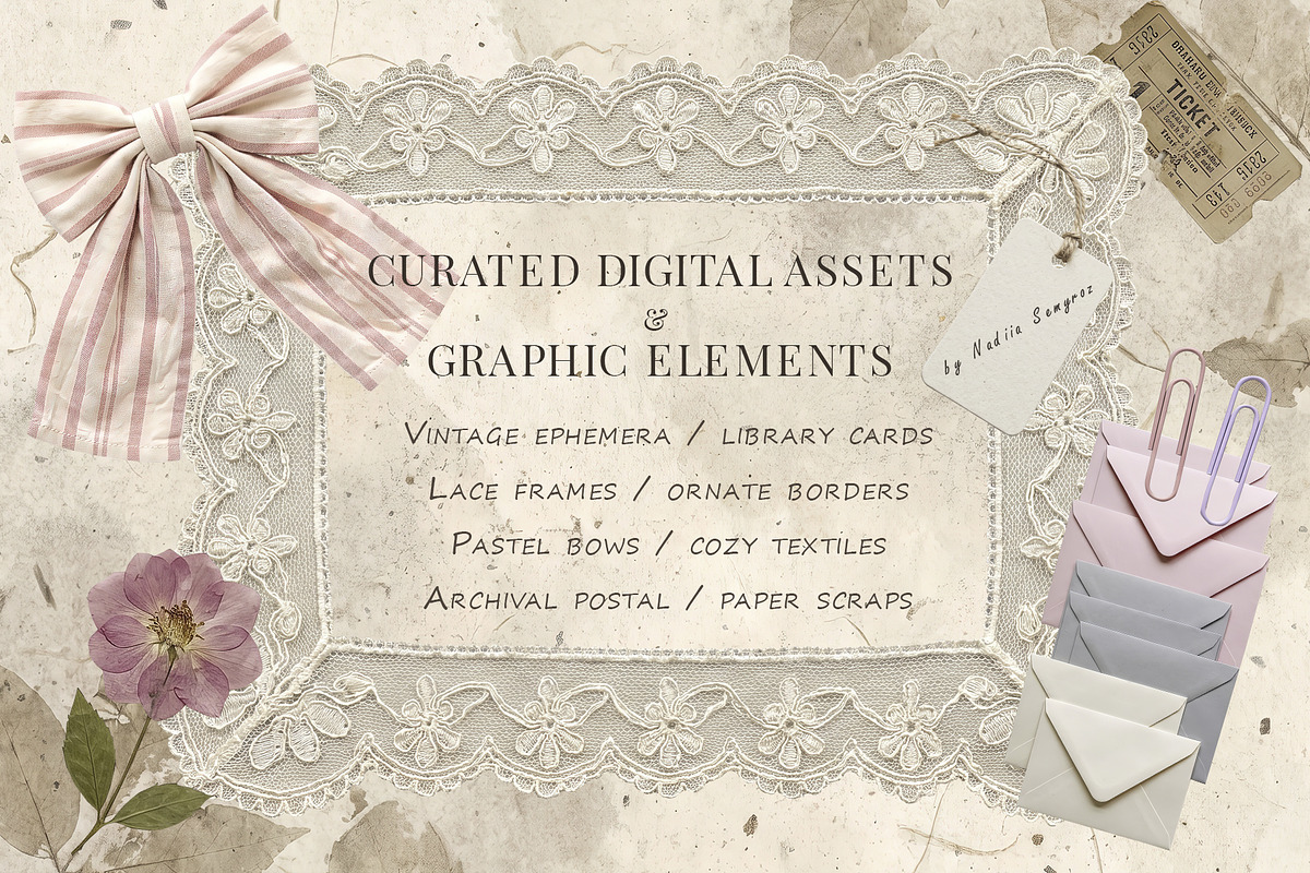Vintage Coquette Archive, a Background Graphic by Nadia Semyroz (Photo 1 of 12)