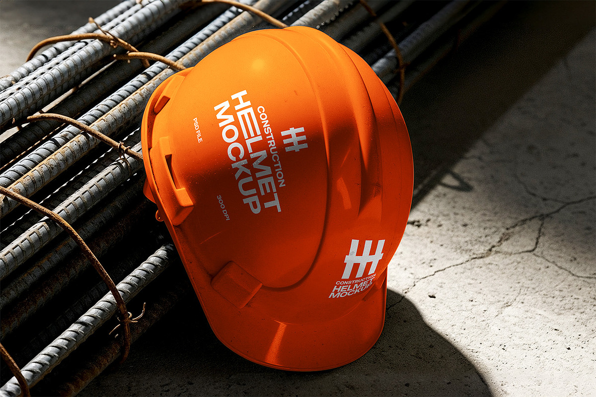 Safety Helmet Mockup, a Hat Mockup by Nathatype (Photo 4 of 9)