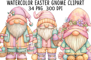Watercolor Easter Gnome Clipart, an Illustration by CraftArtStudio