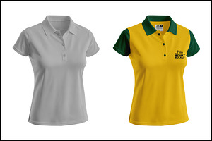 Women Polo T-shirt Mockup, a Shirt Mockup by mockupbuys