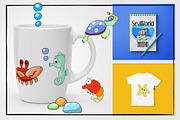 Cute Sea Animals Vector Clipart, an Animal Illustration by RabbitAndPencil (Thumbnail 4 of 4)