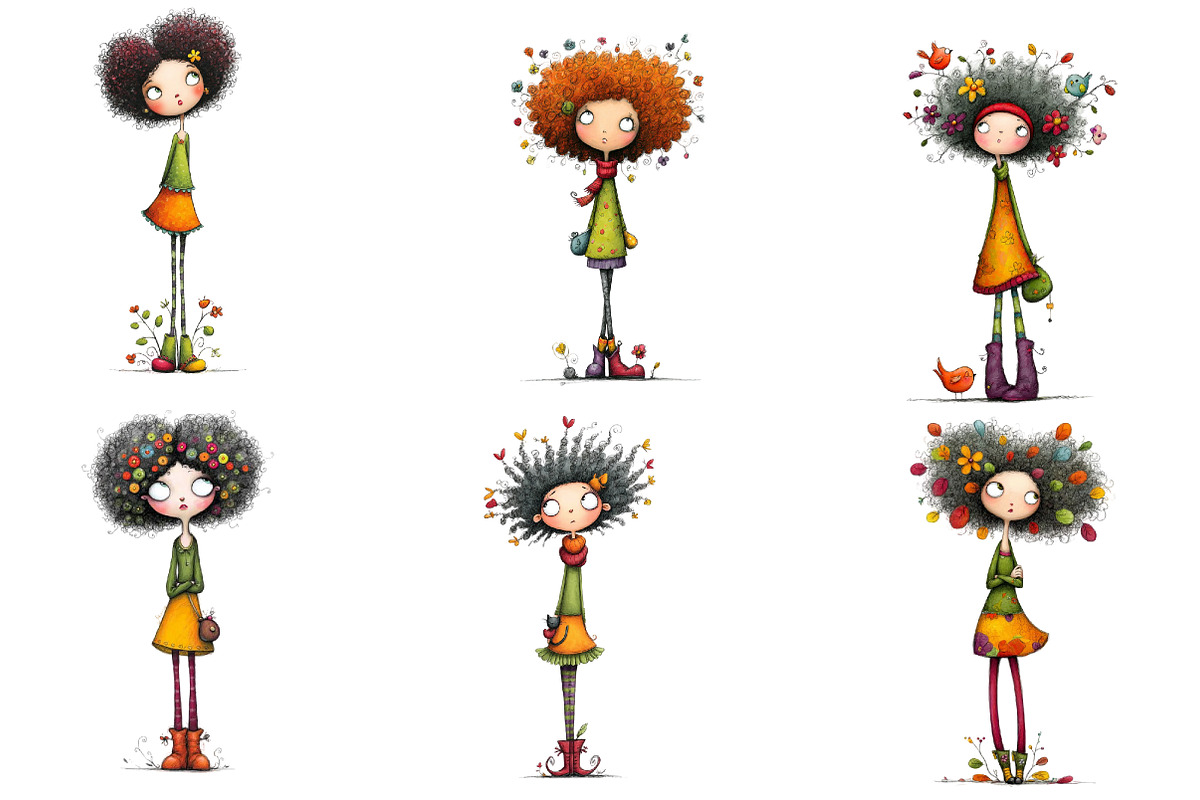 Quirky Holly Girl Clipart, an Illustration by CreationArt (Photo 2 of 6)