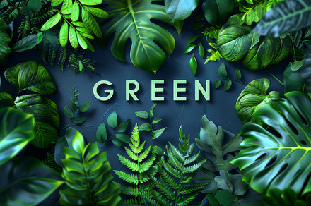 Lush Green Tropical Leaves on Dark Background: Nature Inspired Wall Art, a Photo by AS photostudio
