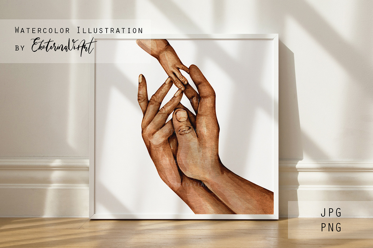 Our Family Holding Hands Watercolor, a Person Illustration by EkaterinaViArt (Photo 4 of 5)