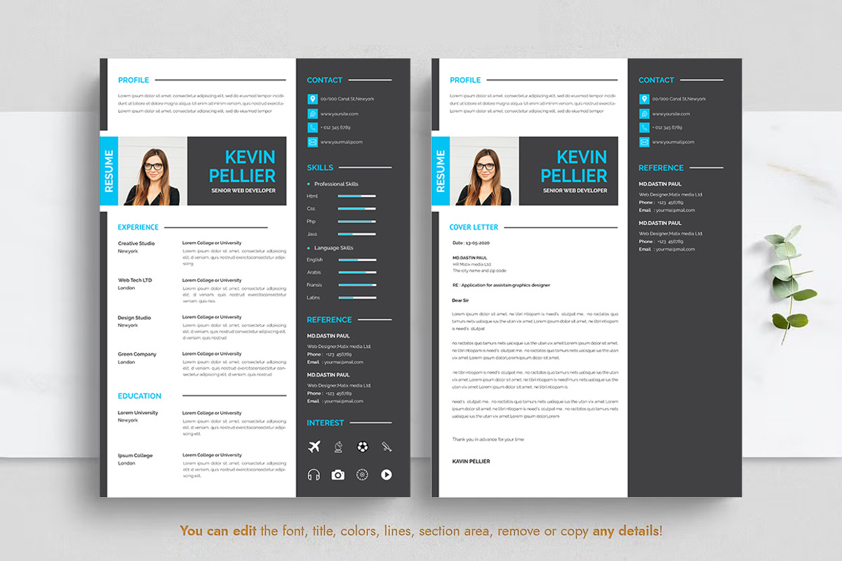Clean and creative minimal resume preview 2