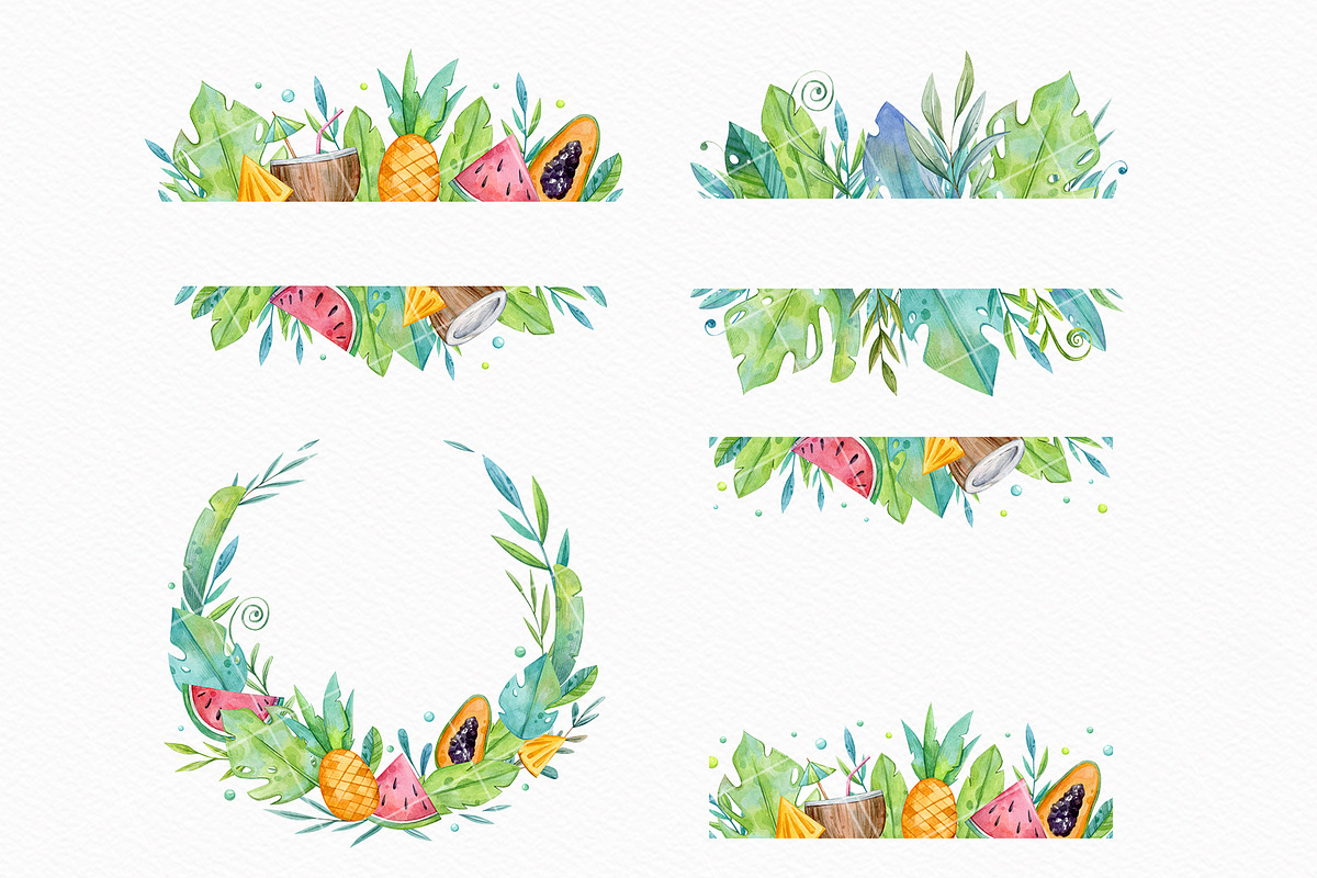 Hawaii Tropic set | 76 elements |, a Decorative Illustration by Aquarellka (Photo 6 of 7)
