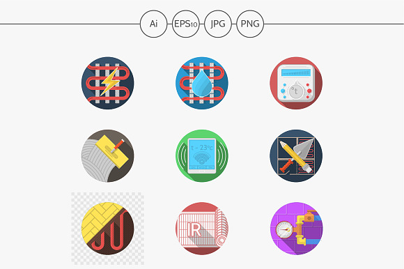 Heated floor flat color vector icons preview 2