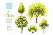 Trees. Watercolor, a Decorative Illustration by Ekaterina Mikheeva (Thumbnail 1 of 2)