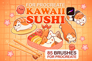 Procreate Brushes Anime, Cute Stamps, a Food Illustration by InkPrintsTattoo