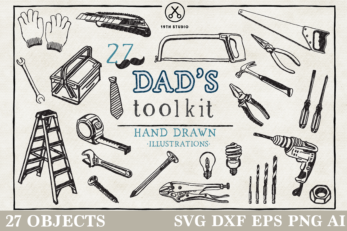 Dad's Toolkit Illustration Pack, an Illustration by Craft House SVG