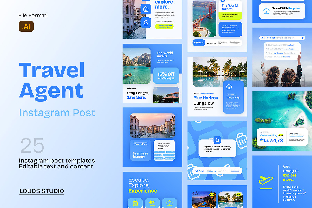 Travel Agent Business Instagram Post, a Social Media Template by Louds Studio (Photo 1 of 5)