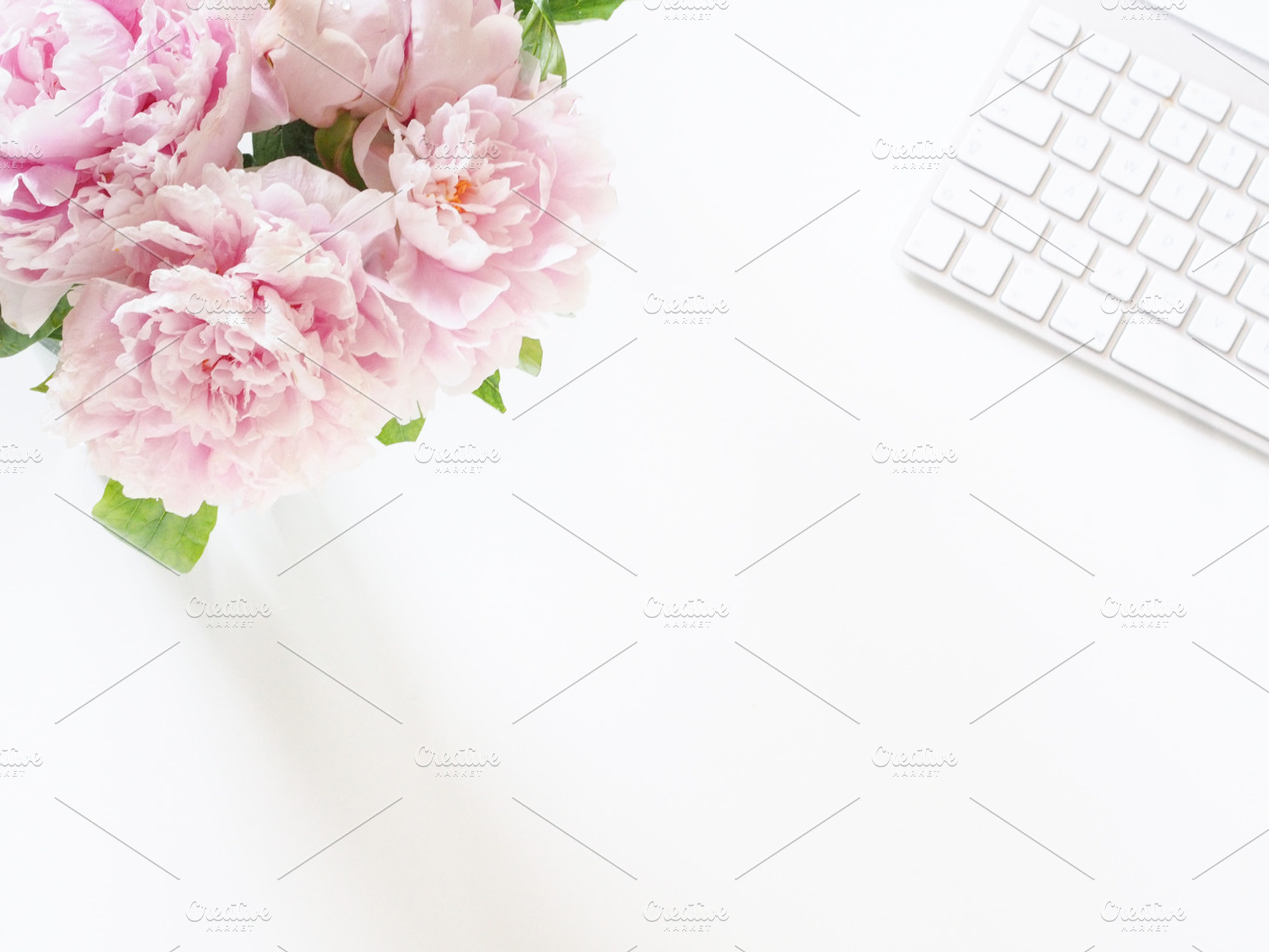 Peonies Styled Stock Desk Photo, a Business Photo by dagmarauhl