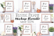 Rustic Frame Mockup Photo Bundle, a Print Template by Pixomize (Thumbnail 1 of 9)