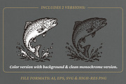 Vintage Leaping Salmon Vector, an Animal Illustration by lettett (Thumbnail 2 of 3)