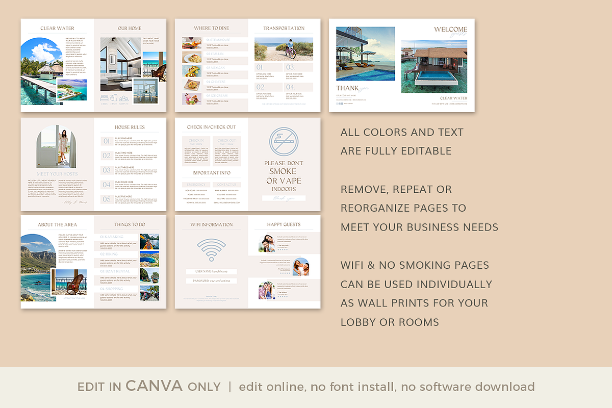 Beach Airbnb Welcome Guide CANVA, a Magazine Template by Digiluxe (Photo 4 of 6)