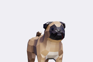 Low Poly Pug Dog