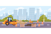 Urban road construction, a Transportation Illustration by Good Studio (Thumbnail 1 of 3)