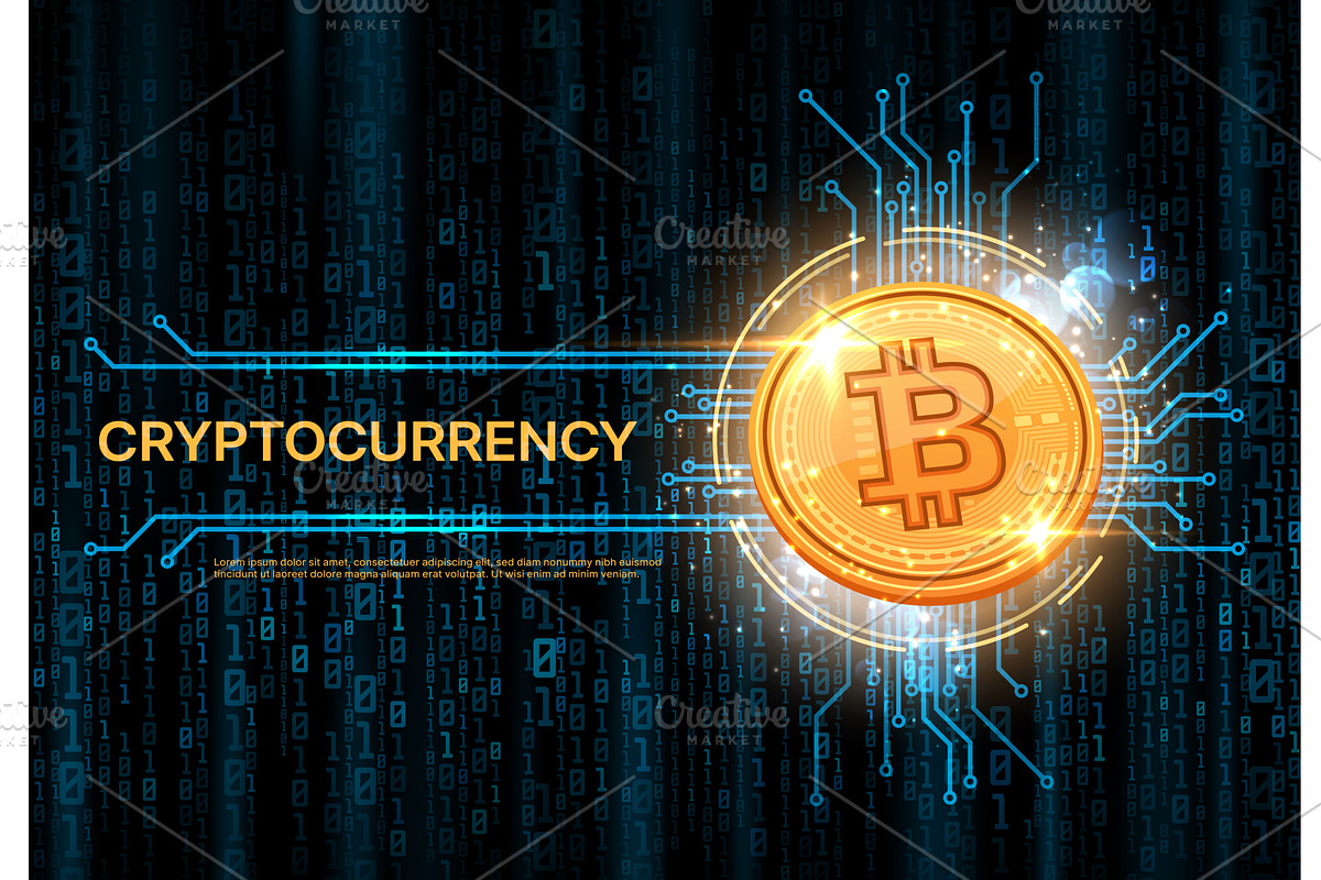 Bitcoin crypto currency banner, a Finance Illustration by Vector Tradition (Photo 1 of 3)