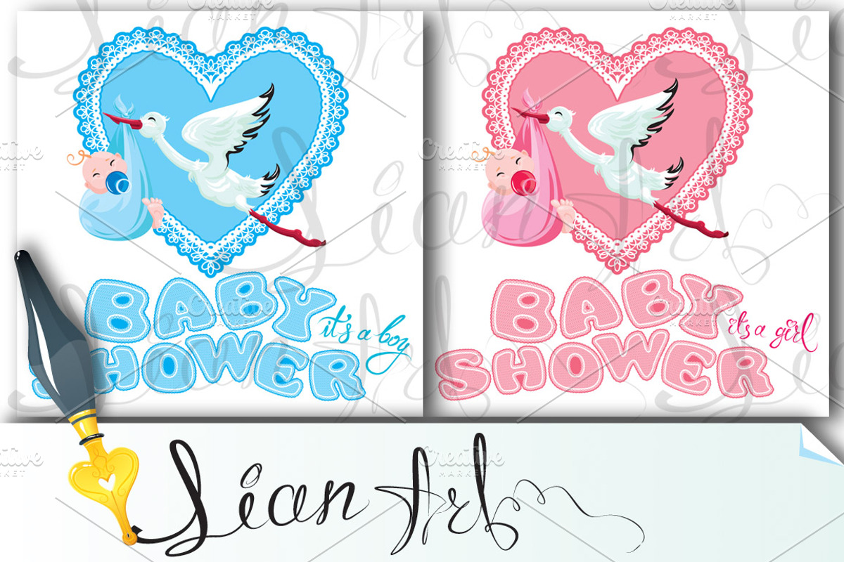 Baby shower, card, invitation, a Card Template by Lian-art