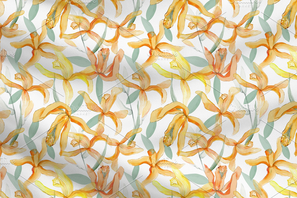 WARM BOTANICAL BLOOMS PATTERN, a Pattern Graphic by MartinShop (Photo 2 of 10)