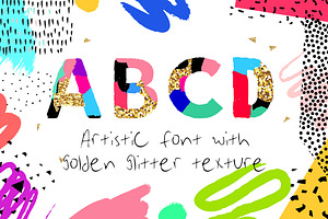Artistic Alphabet with gold texture