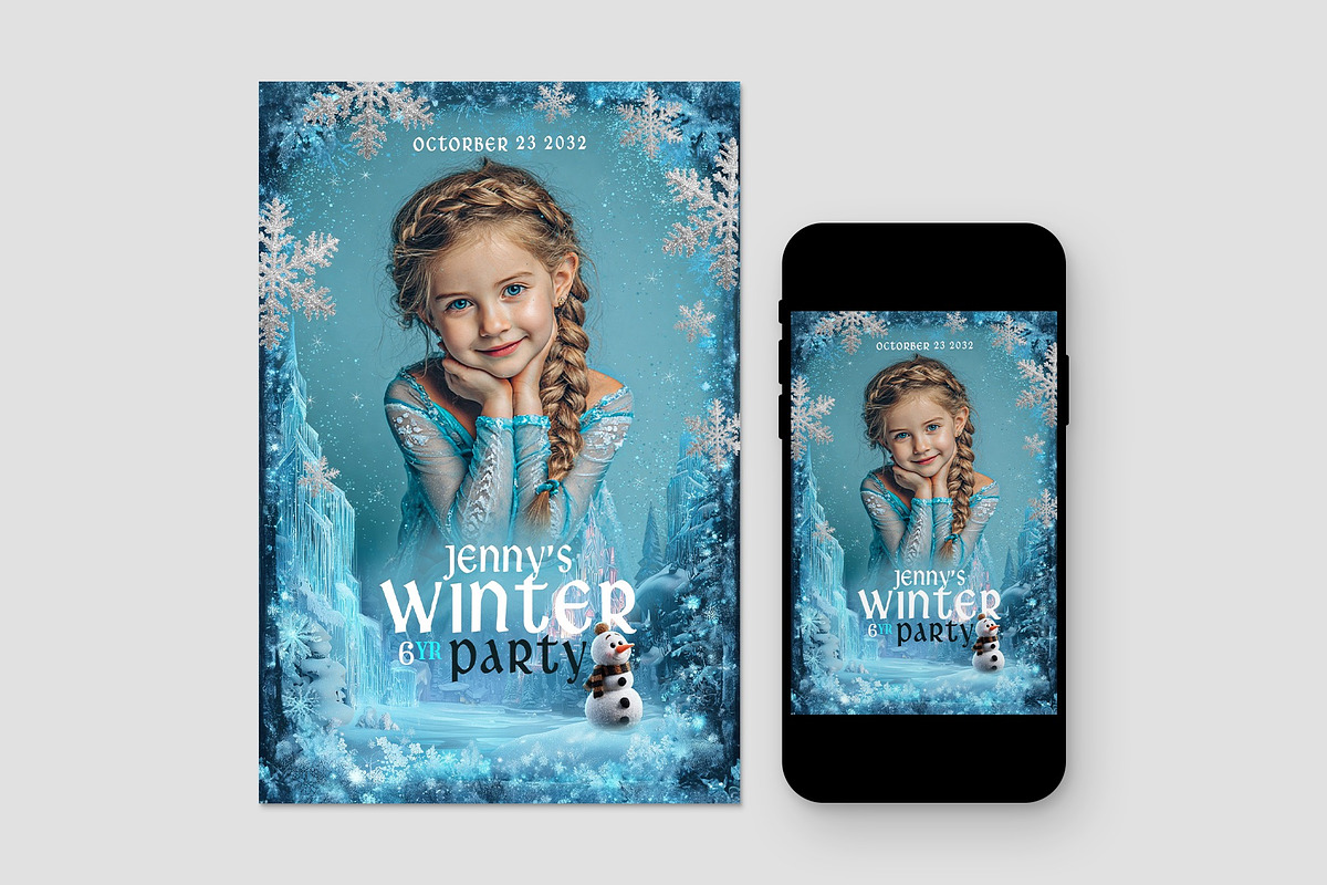 Frozen Birthday Party Invitation, a Flyer Template by BrandPacks (Photo 2 of 4)