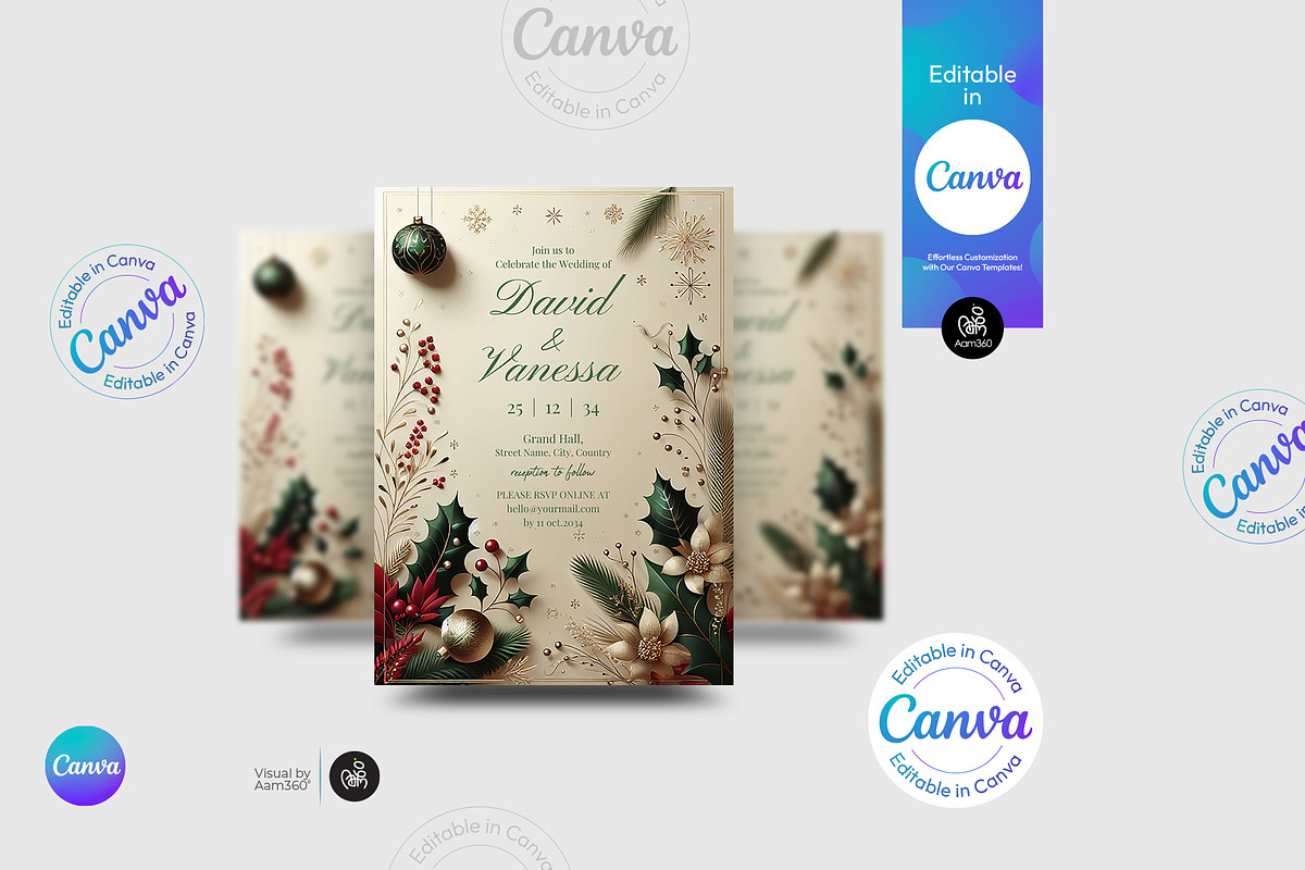 Christmas Wedding Invitation Flyer, a Flyer Template by Aam360 (Photo 2 of 5)