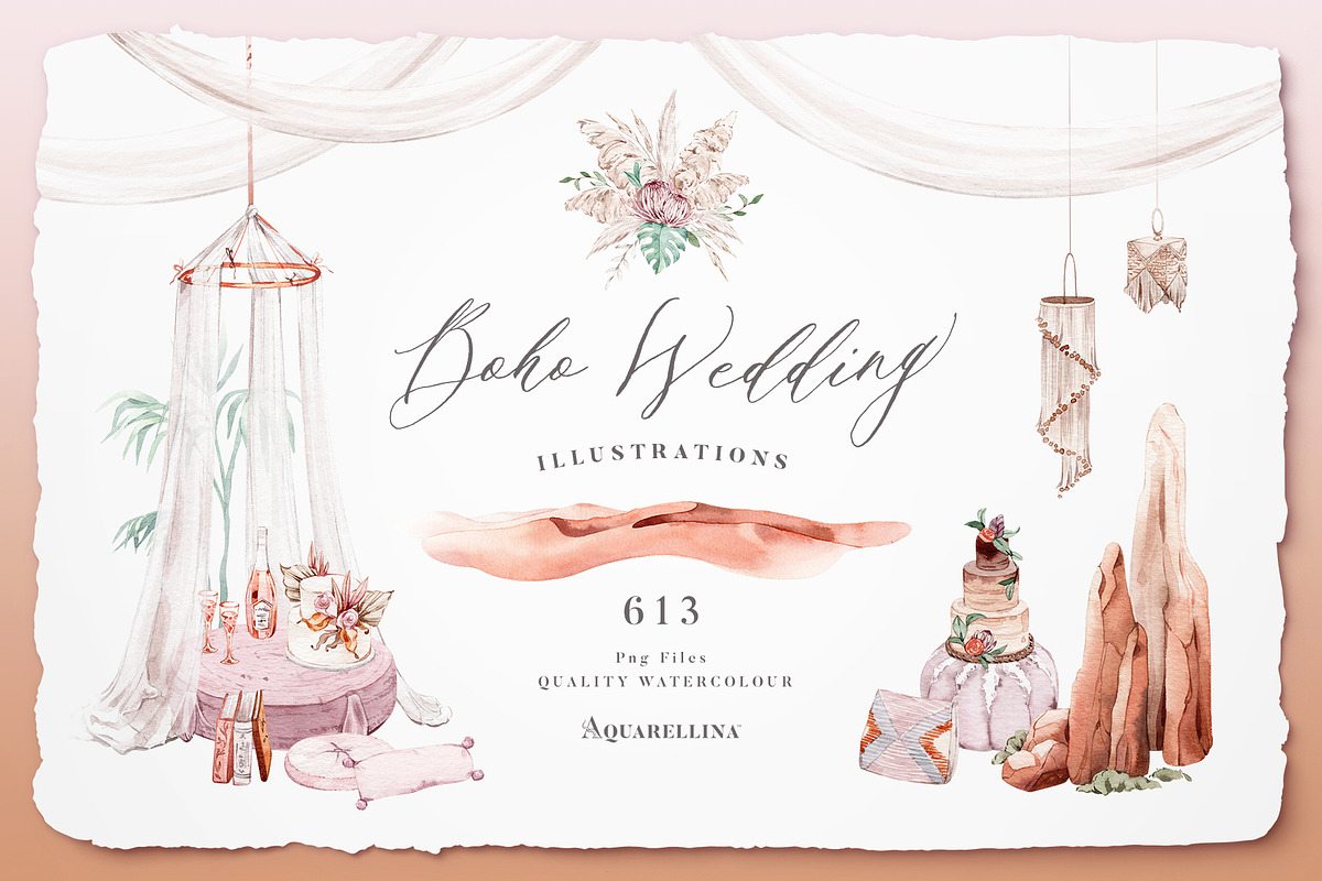 Boho Wedding Illustrations, an Illustration by Aquarellina (Photo 1 of 28)