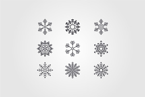snowflake winter set of black snow, a Branding & Logo Template by PrastHF
