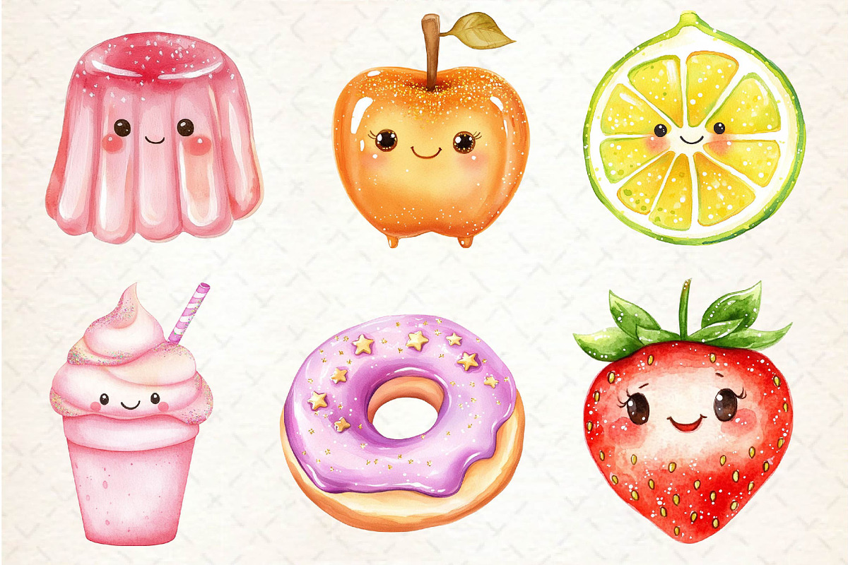 Kawaii Glitter Food Clipart, an Illustration by Dream Creation (Photo 5 of 6)