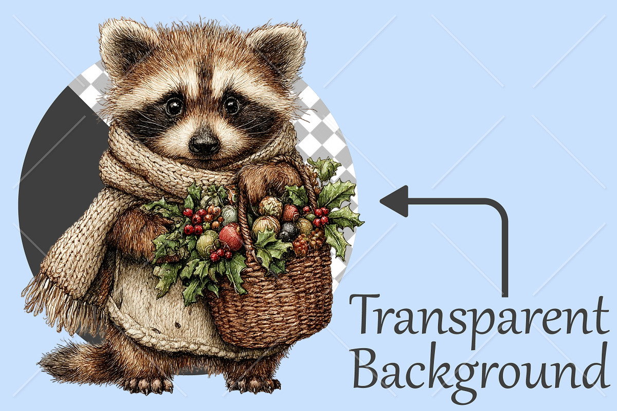 Whimsical Christmas Animals Clipart, a Seasonal Illustration by Canvas Craft (Photo 2 of 10)