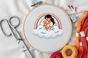 Mother Baby Rainbow Embroidery PNG, an Illustration by CrexoraLab (Thumbnail 3 of 4)