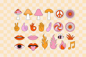 Retro Stickers - Vector Elements