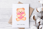 Cute Bear Valentine Watercolor Clipa, an Animal Illustration by Nattapohncha (Thumbnail 3 of 3)