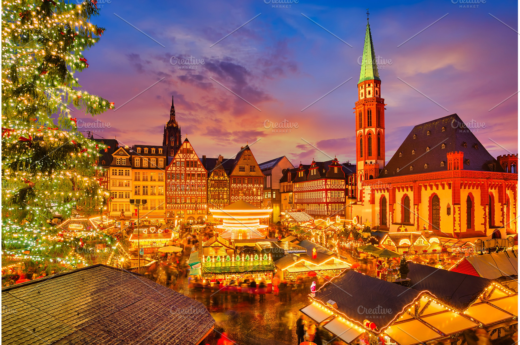 Christmas market in Frankfurt at, an Architecture Photo by sborisov