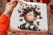Whimsical Valentine's Cow Clipart, an Illustration by OK Design (Thumbnail 5 of 6)