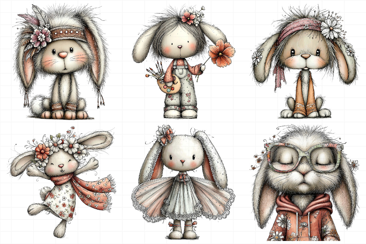 Boho Easter Bunny Clipart, an Illustration by Daily.Designs (Photo 8 of 8)