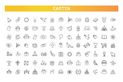 Easter Line Icons Set, an Outline Icon by Tettygreen (Thumbnail 1 of 3)